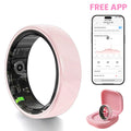 Pink Ceramic Smart Ring for Women – AI Health & Fitness Tracker, Sleep, Heart Rate, Blood Oxygen, Stress & Cycle Tracking, IP68 Waterproof, No Subscription, Ios & Android
