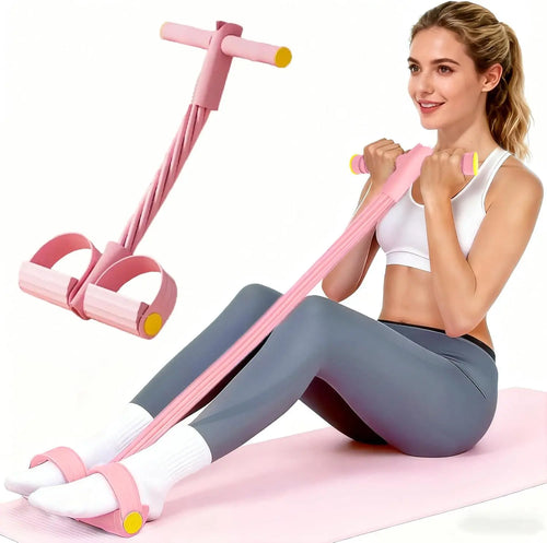 6-Strand Heavy Duty Adjustable Ab Trainer Machine - Non-Slip Foot Pedal, Resistance Bands, Core Workouts, at Home Gym Workout Exercise Equipment, Sit-Up Assist (Portable)
